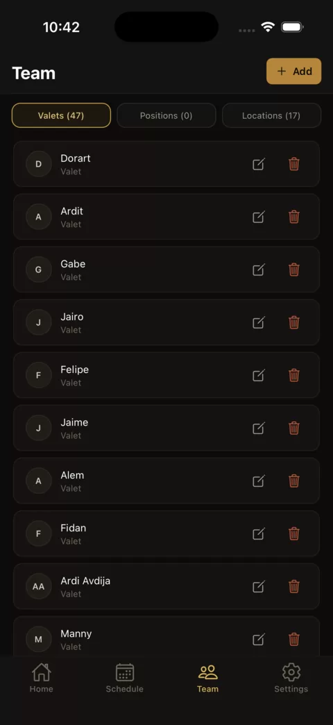 ShiftBase app — team